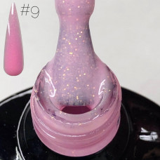 Камуфлирующая Цветная База для ногтей SAGA в ассортименте 10 цветов №9 Розовый с шиммером