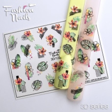 Слайдер-дизайн 3D наклейки для дизайна ногтей  объемные Цветочки Листочки Fashion Nails 3D/122