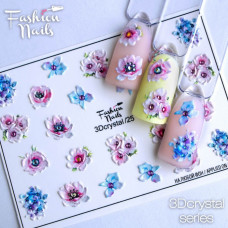 Слайдер-дизайн 3D наклейки для дизайна ногтей объемные Цветочки с камушками Fashion Nails
