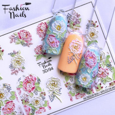 Слайдер-дизайн 3D водные цветные наклейки для дизайна ногтей Цветы Пионы для маникюра Fashion Nails 3D/94