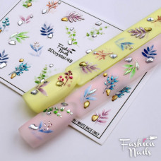 Хрустальный Слайдер Дизайн 3D Листочки Растения водные наклейки для ногтей Fashion Nails 3DCrystal/49
