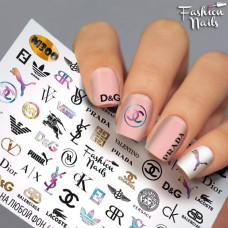 Слайдер-дизайн для ногтей Логотипы Известных Брендов Наклейки для ногтей Бренды, Prada, Versace, Dior М300