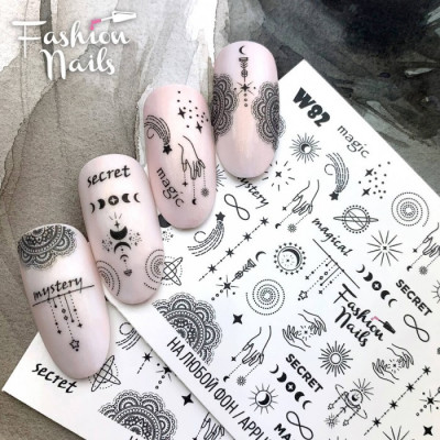 Слайдер дизайн ловец снов Эзотерика Мистика - Водные наклейки для ногтей Fashion Nails W82 для маникюра