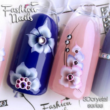 Слайдер дизайн 3D для ногтей ( Слайдеры водные наклейки ЦВЕТЫ со стразиками ) Fashion Nails 3DCrystal/22