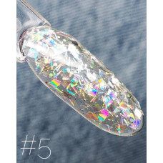 Гель-лак Saga Galaxy Glitter №5 8 мл - Глиттерный гель с брокатом, разноцветными блестками для дизайна ногтей