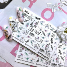 Слайдер-дизайн Насекомые Водные Наклейки бабочки на ногти Стрекоза для маникюра Fashion Nails W114