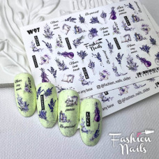 Слайдер-дизайн для ногтей Лаванда Наклейки на Ногти Love Слайдеры водные наклейки ЦВЕТЫ Fashion Nails W97