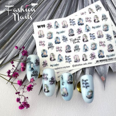 Слайдеры для ногтей лица девушки Водные Наклейки на Ногти Love Надписи для маникюра Fashion Nails W98