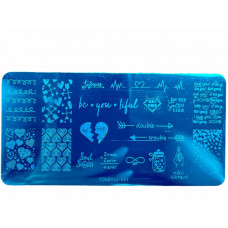 Металлическая Пластина для Стемпинга Надписи сердечки кардиограмма для ногтей Yinghui-61 12* 6 см