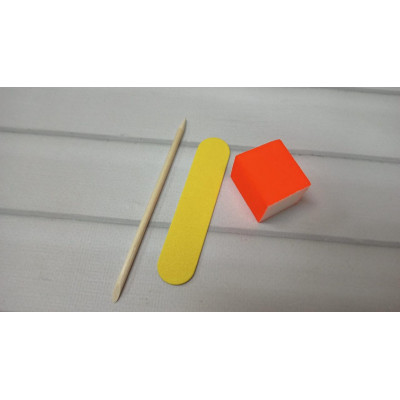 Одноразовые наборы для маникюра: мини бафик и пилочка для ногтей, апельсиновая палочка