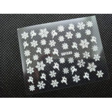 Новогодние 3D стикеры-наклейки для дизайна ногтей на прозрачной основе Наклейки для Ногтей Снежинки белые