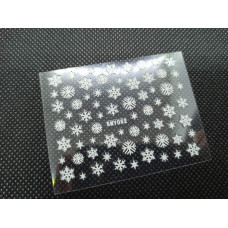 Новогодние 3D стикеры-наклейки для дизайна ногтей на прозрачной основе Наклейки для Ногтей Снежинки