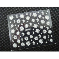 Слайдер Дизайн Снежинки на липкой основе, наклейки для ногтей новогодние