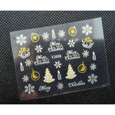 Слайдер-дизайн Зима и Новый Год - Новогодние наклейки на липкой основе для дизайна ногтей