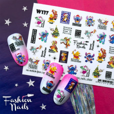 Слайдер-дизайн Зима и Новый Год 2022 Тигры - Новогодние наклейки для ногтей тигровый принт Fashion Nails W137