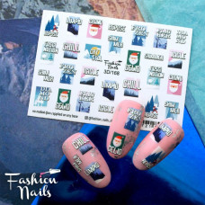 Зимний слайдер-дизайн 3D Надписи - водные наклейки для ногтей Fashion Nails 3D/168