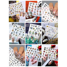 Акционный Зимний набор Водных Слайдер дизайнов 9 штук - Новогодние наклейки для дизайна ногтей Fashion Nails