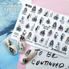 Зимний слайдер-дизайн Надписи Девушки - водные наклейки для ногтей Fashion Nails W125