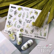 Слайдер дизайн Листочки Растения Водные наклейки для ногтей Fashion Nails W123