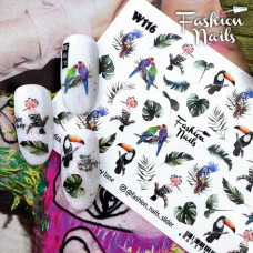 Слайдер дизайн наклейки на ногти Птицы Попугаи Тукан для маникюра водные слайдеры Fashion Nails W116