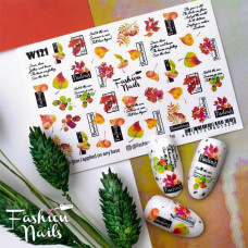 Осенний слайдер дизайн Водные Наклейки для Ногтей Осенние Листья Fashion Nails W121