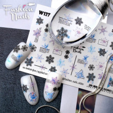Слайдер-дизайн наклейки для ногтей Снежинки Fashion Nails W127