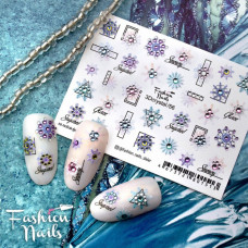 3D Слайдер-дизайн Зима и Новый Год - Новогодние наклейки для ногтей Снежинки Камни Fashion Nails 3Dcrystal/65