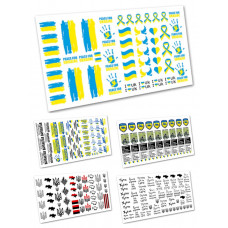 Патриотические наклейки на белой основе 5 штук набор слайдеров для дизайна ногтей