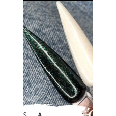 Топ для ногтей с черной мелкой крошкой №4 SAGA - ( Топ без липкого слоя для гель-лака Перепелиное Яйцо ) Изумруд