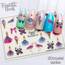 Слайдер-дизайн 3D Хрустальные наклейки на ногти со стразиками Фламинго Балерина Fashion Nails 3Dcrystal/16