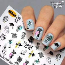Слайдеры водные наклейки для дизайна ногтей Слайдер дизайн для маникюра Fashion Nails М244