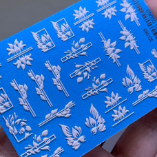 Слайдеры водные наклейки ВЕНЗЕЛЯ Белые - 3D наклейки для дизайна ногтей 3D-069