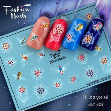 Слайдер-дизайн Fashion nails  3D Crystal - 3D наклейка на ногти - пчела и цветок
