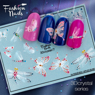 Слайдер-дизайн Fashion nails 3D Crystal - 3D наклейка на ногти - бабочка , стрекоза арт.3Dcrystal/7