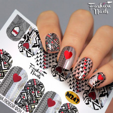 Слайдер-дизайн Fashion nails - наклейка на ногти - геометрия, сердце