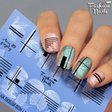 Слайдер-дизайн Fashion nails - наклейка на ногти - кружево , линии - Черно-белые слайдер дизайны