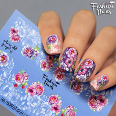 Слайдер-дизайн Fashion nails - наклейка на ногти - цветок роза