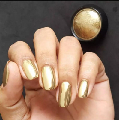 Втирка зеркальная для дизайна ногтей золото